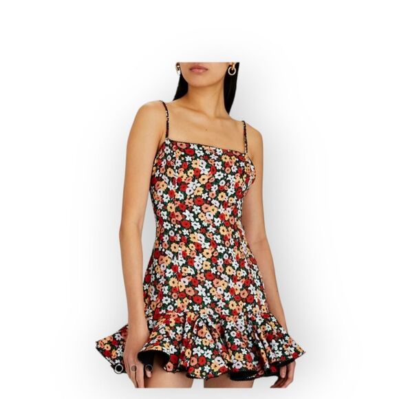 Agua by Agua BenditaTumbao Ruffled floral Linen Mini Dress Size  XL - Picture 4 of 14